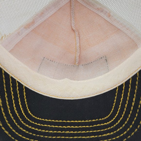 Vintage EAGLE Patch Snapback Trucker Hat Baseball Fishing Cap Yellow USA Made - Picture 6 of 7